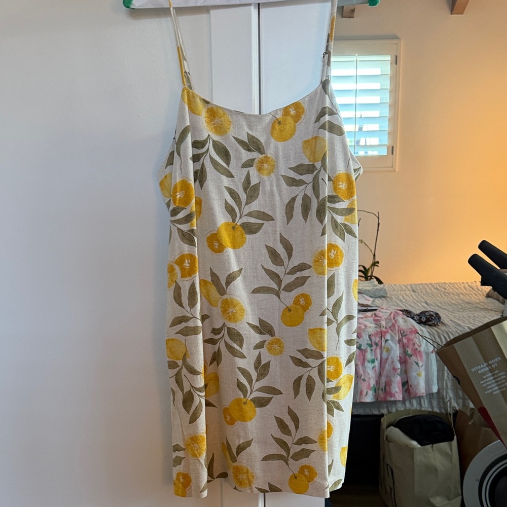 Z Supply Leaf Print dress in Yellow and Green